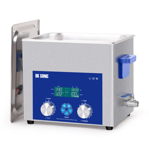 DK SONIC Pulitore Ultrasonico 10L, 240W, Pulitore a Ultrasuoni Commerciale con Timer Meccanico Intelligente, Riscaldamento e Cestello, Molteplici Funzioni per Carburatori, Motori Moto, Catene