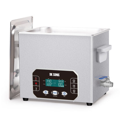 DK SONIC Detergente ad ultrasuoni 10L, 240W Detergente sonico per impieghi gravosi con controllo Smart Touch, cinque modalità per motori di motocicli, carburatori, catene, circuiti stampati (include cestino)