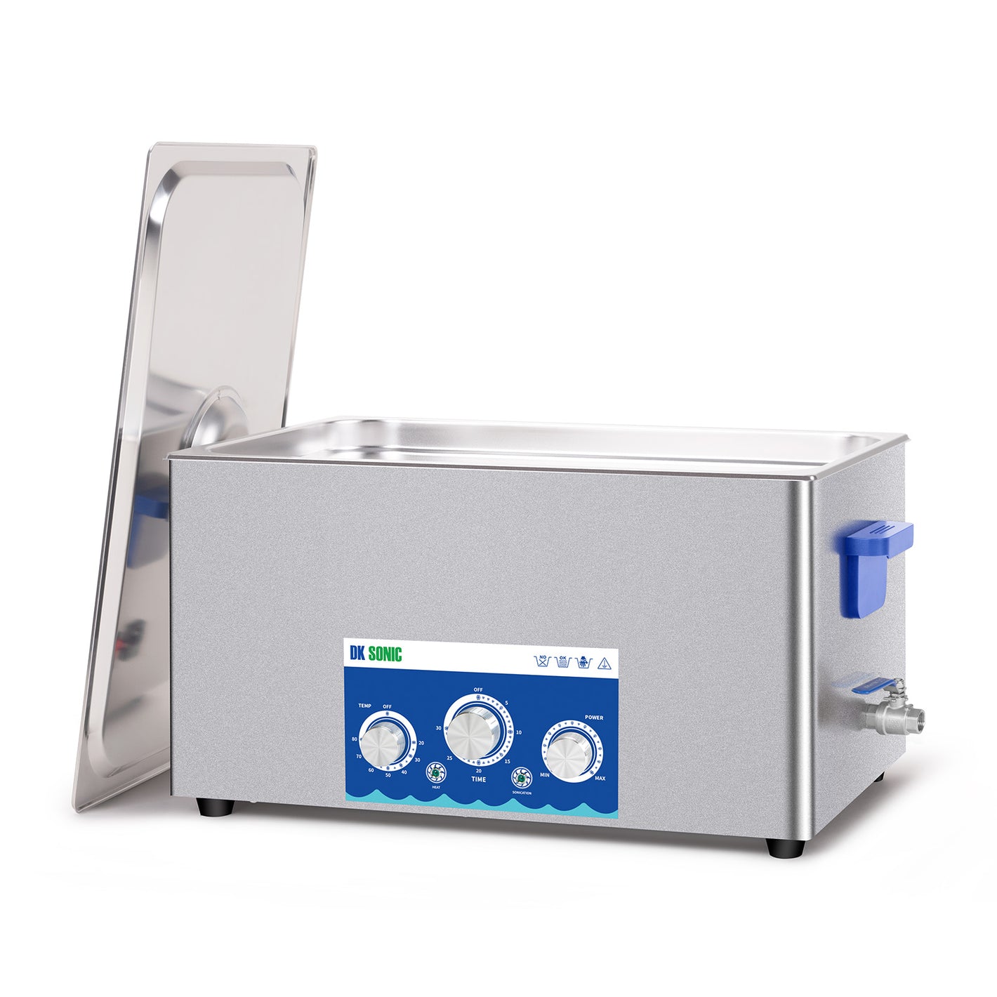 DK SONIC Industrial Pulitore ad ultrasuoni 22L 480W, Pulitore ad ultrasuoni carburatori con funzione di potenza regolabile, timer e riscaldatore per parti, circuito stampato, catene di pulizia (include cestino)