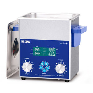 DK SONIC Pulitore ad ultrasuoni 2L 60W, pulitore ad ultrasuoni per gioielli con timer meccanico intelligente, riscaldatore e funzione di regolazione della potenza per la pulizia di occhiali, collane e orologi