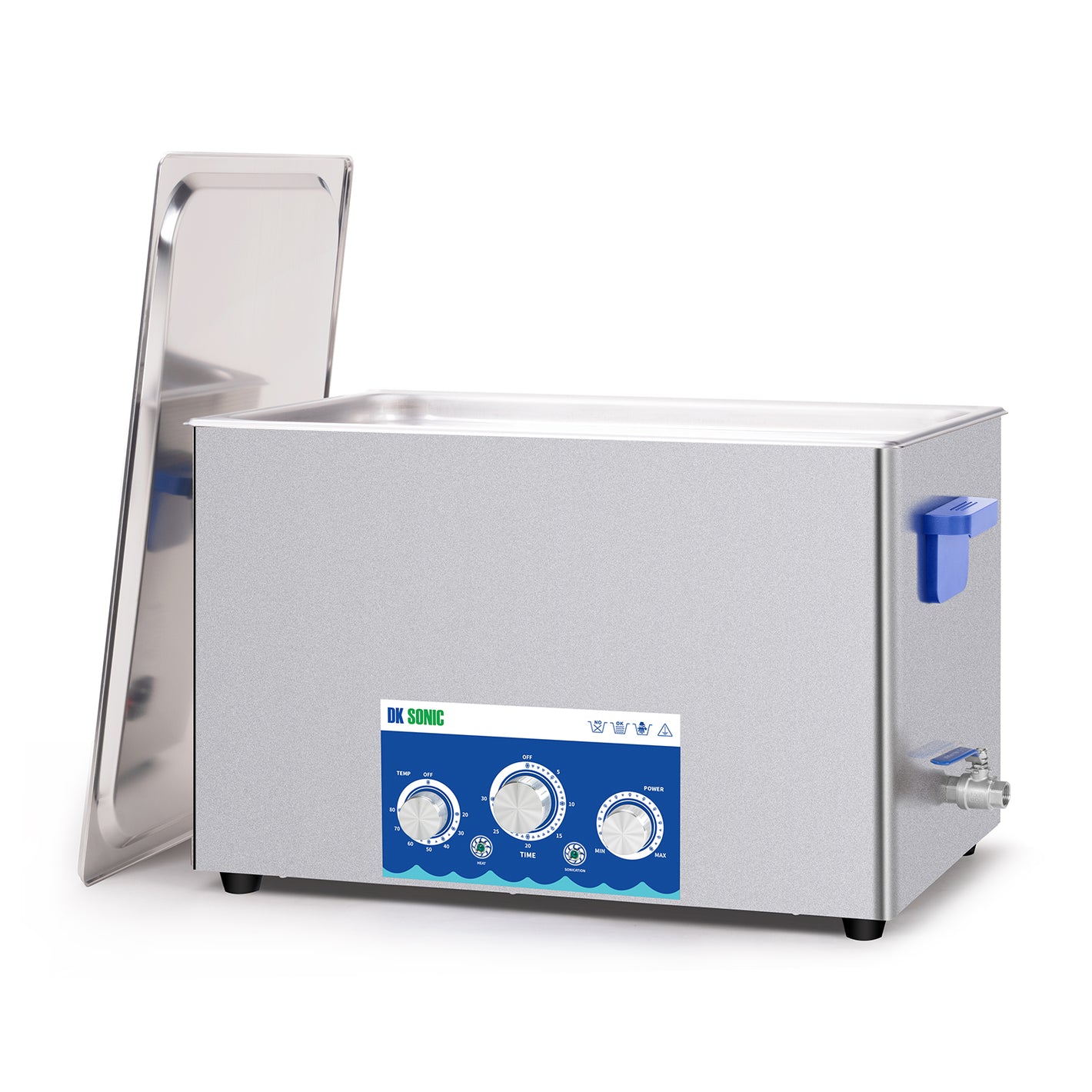 DK SONIC pulitore industriale ad ultrasuoni 30L 600W, pulitore carburatori ad ultrasuoni con funzione regolabile di potenza, timer e riscaldatore per parti, circuito stampato, catene di pulizia (include cestino)