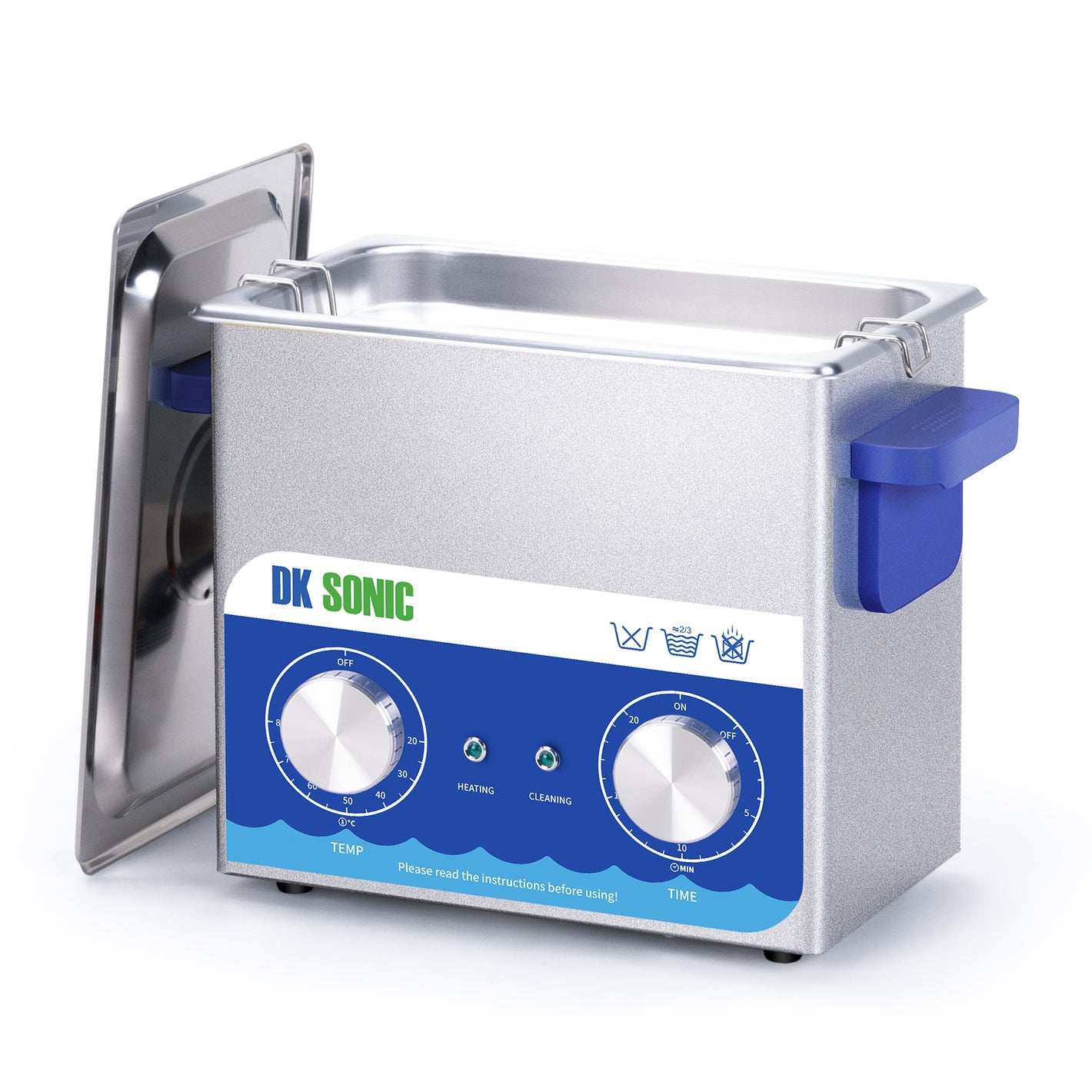 DK SONIC Pulitore ad Ultrasuoni,Pulitore a Ultrasuoni per Gioielli in Acciaio Inossidabile da 3L 120W con Riscaldatore e Timer Meccanico per la Pulizia di Gioielli, Occhiali, Monete(Cestello Incluso)