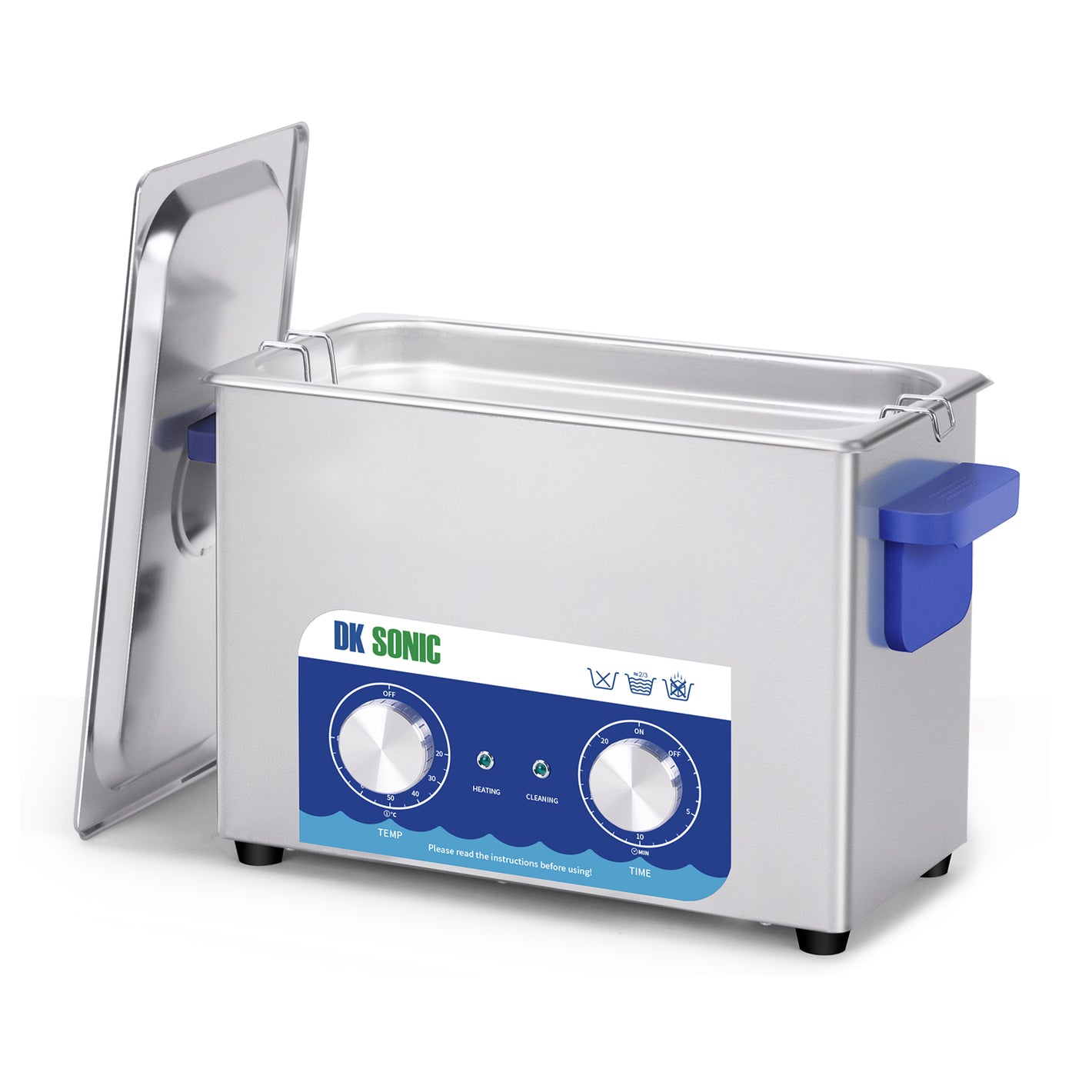 DK SONIC Pulitore ad Ultrasuoni,Pulitore a Ultrasuoni per Gioielli in Acciaio Inossidabile da 4L 120W con Riscaldatore e Timer Meccanico per la Pulizia di Gioielli, Occhiali, Monete(Cestello Incluso)