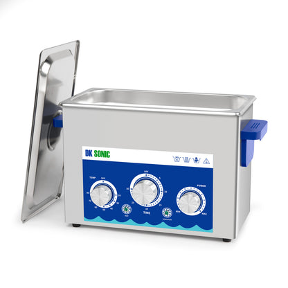 DK SONIC Industriale Pulitore ad Ultrasuoni 4L, 120W con Funzione Regolabile, Timer e Riscaldamento per Monete, Occhiali, Collane, Orologi (Incluso Cestino)