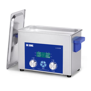 DK SONIC Pulitore Ultrasonico a Ultrasuoni 4L, 120W, Pulitore Commerciale per Gioielli con Timer Meccanico Intelligente, Heater & Cestino, Multi-applicazione per Gioielli, Bicchieri, Catene, Orologi