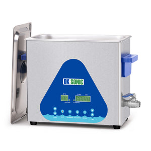 DK SONIC Ultrasonic Cleaner 6L,180W Industrial Ultrasonic Parts Cleaner with Heater&Timer, Digital Control&Basket, Multiple Functions for Motorcycle Engines,Carburetors, Chains