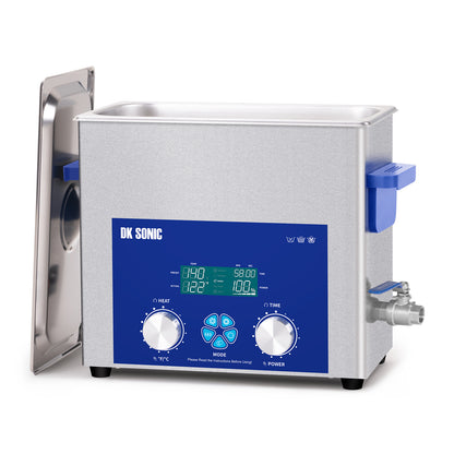 DK SONIC Pulitore a ultrasuoni 6L 180W, Pulitore a ultrasuoni per carburatori con timer meccanico intelligente, riscaldatore e funzione di regolazione della potenza per carburatori, motori di moto, catene